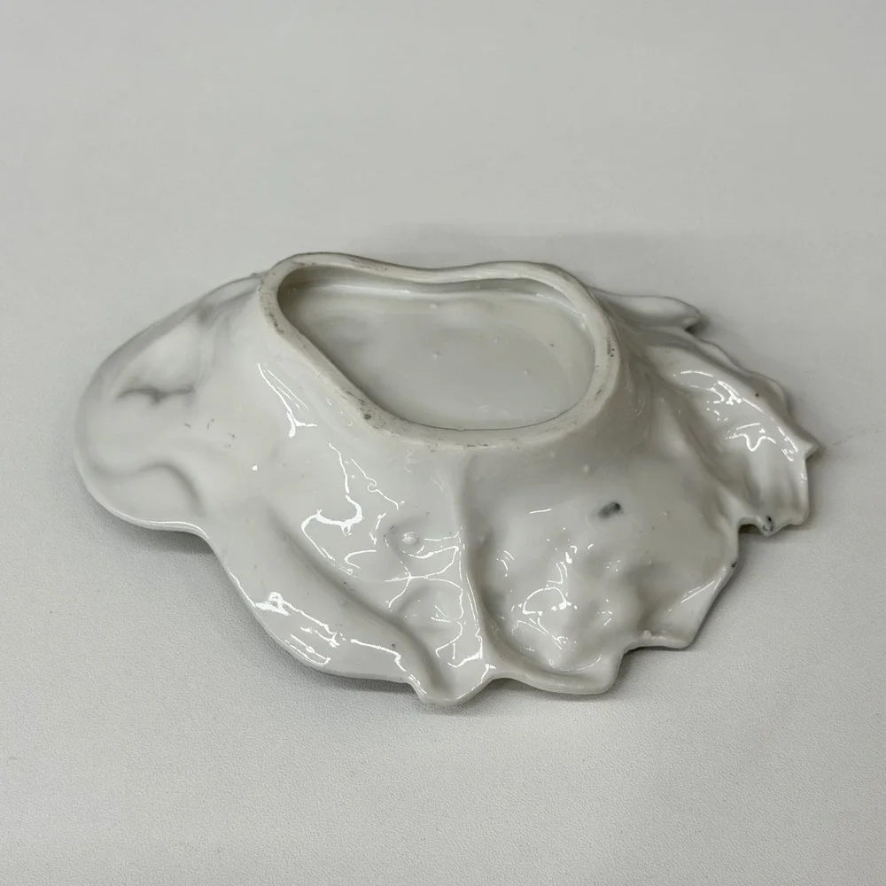 Vintage Porcelain Pipe Ashtray Trinket Dish Green Ombre Gold Gilt Figural 4.5